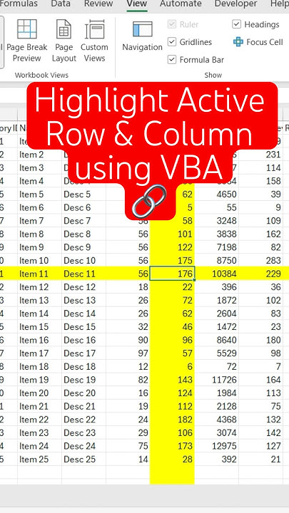 Highlight Active Row & Column Using VBA - YouTube