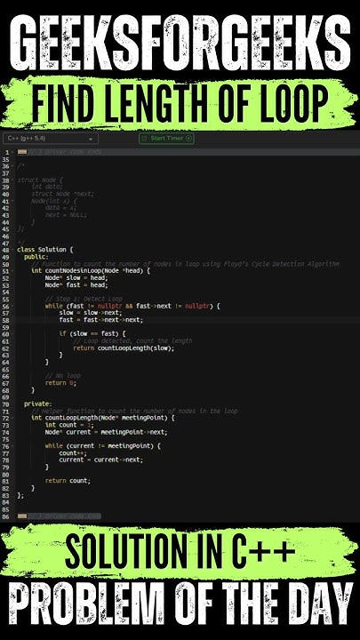 Find length of Loop | GeeksForGeeks POTD💚🖤 | Solution👆🏻 #coding #gfg # ...
