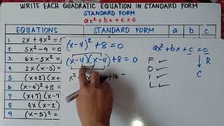 Writing Standard Form Of Quadratic Equations Finding A B And C Teacher ...