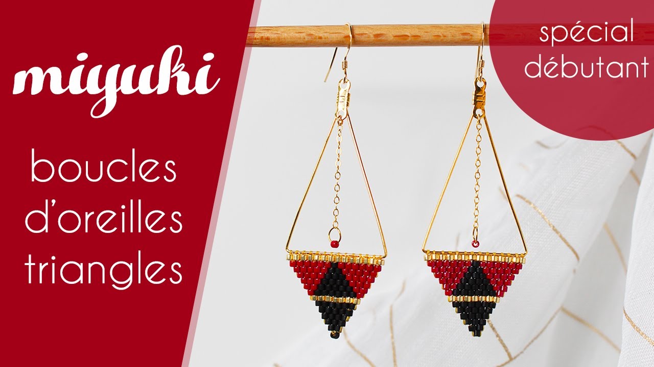 Débuter le tissage brickstitch : boucles d'oreilles géométriques avec des perles Miyuki Delicas