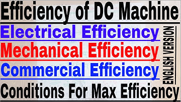 Efficiency of DC Machine in English  | Electrical, Mechanical and Commercial Efficiency ||