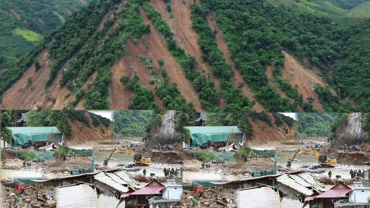 Lũ ống lũ quét kinh hoàng làm hỏng rất nhiều đoạn đường gây ách tắc giao thông tại pá vạt Điện Biên