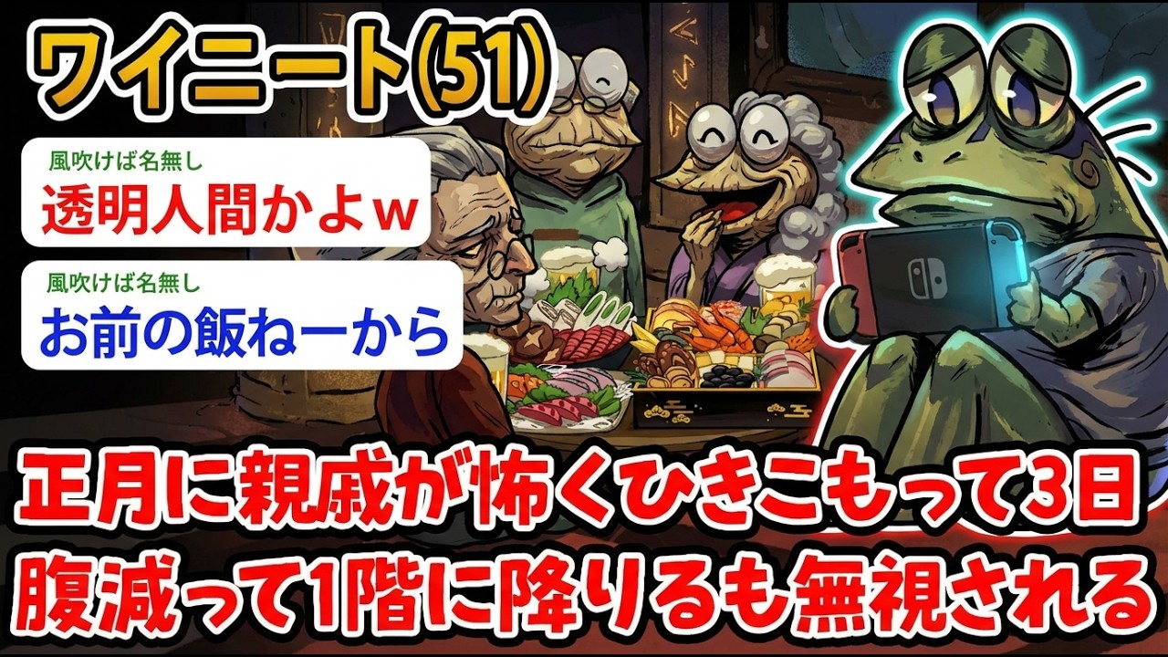 【アホの殿堂】ワイニート（51）正月に親戚が怖くひきこもり3日、腹減って1階に降りるも無視される   【2ch爆笑スレ】