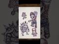 Abstract Mario &amp; Dry Bowser drawn with both my hands