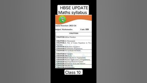 Class 10 maths update syllabus HBSE #hbseboardclass10 #mathshorts
