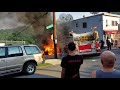 Car on fire - Yonkers - New York - USA. Firefighter's in action