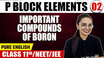 P BLOCK ELEMENTS 02 | Important Compounds Of Boron | Chemistry | Pure English | Class 11th/NEET/JEE