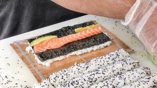 Japanese Sushi Hand Made in Greenwich Market. Street Food of London