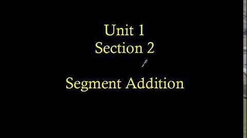 Unit 1 Section 2 Segment Addition