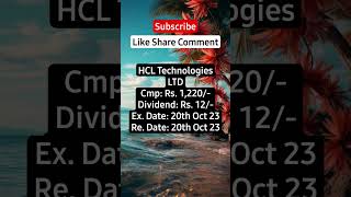 HCL Technologies LTD Dividend Announced nifty sensexnifty stock nsenifty stockmarket nasdaq