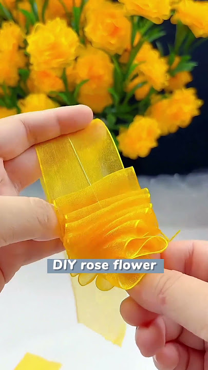 DIY yellow ribbon rose flowers#handmade #handmadegifts #flowers #gift #ribbon #rose #handmadecraft