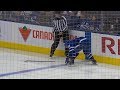 Marner ties his skates mid-play