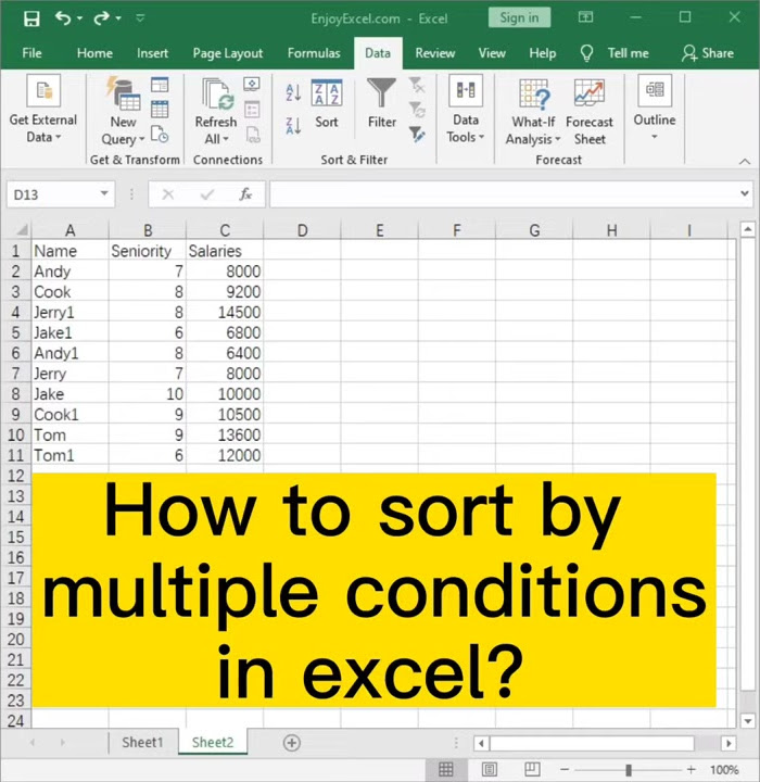 How to sort by multiple conditions in excel - YouTube