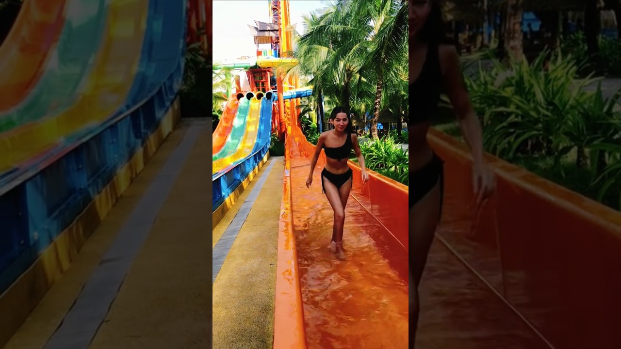 Orange slide in water park