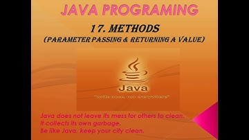 METHODS (PARAMETER PASSING & RETURNING A VALUE)