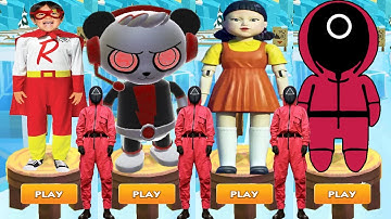 Tag with Ryan vs Super Squid Game Run All Characters Unlocked PJ Masks Catboy Red Light Green Light
