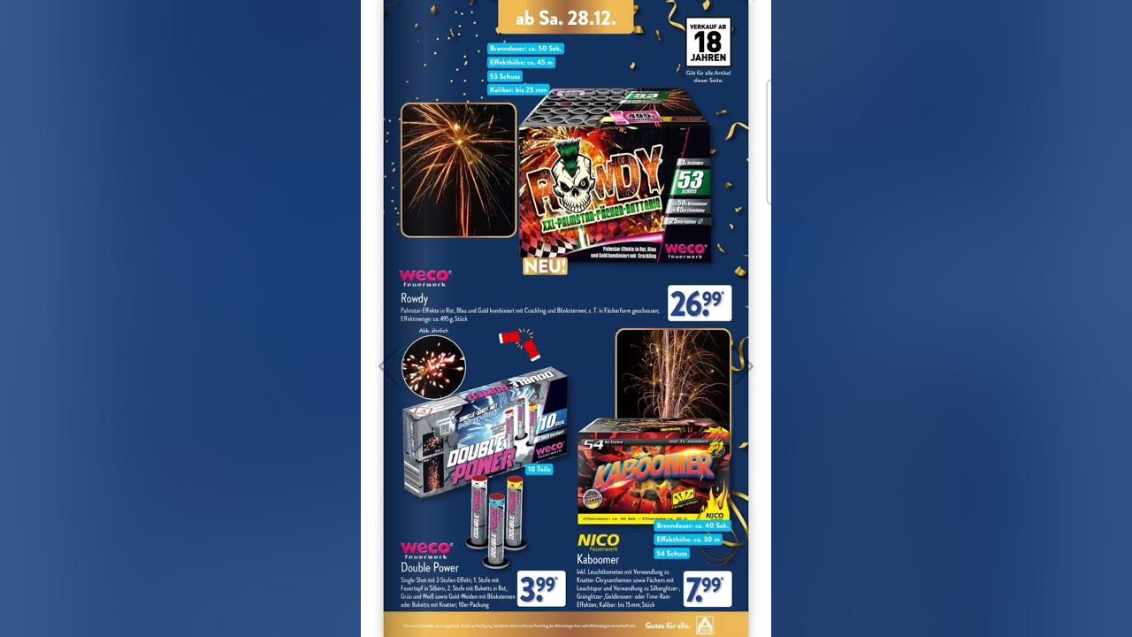 ALDI Feuerwerk Prospekt 2024 feuerwerk silvester 2024 pyro YouTube