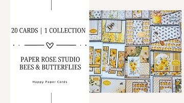 20 Cards | 1 Collection - Bees & Butterflies | Paper Rose Studio