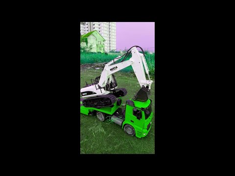 Video Xe Container chở Máy Xúc Điều Khiển Từ Xa lội nước ,... - youtube