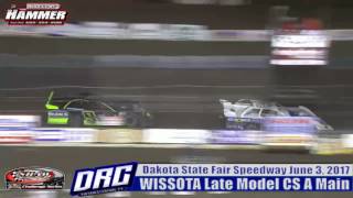 Dakota State Fair Speedway 6/3/17 Don Shaw and Kent Arment battle for the lead