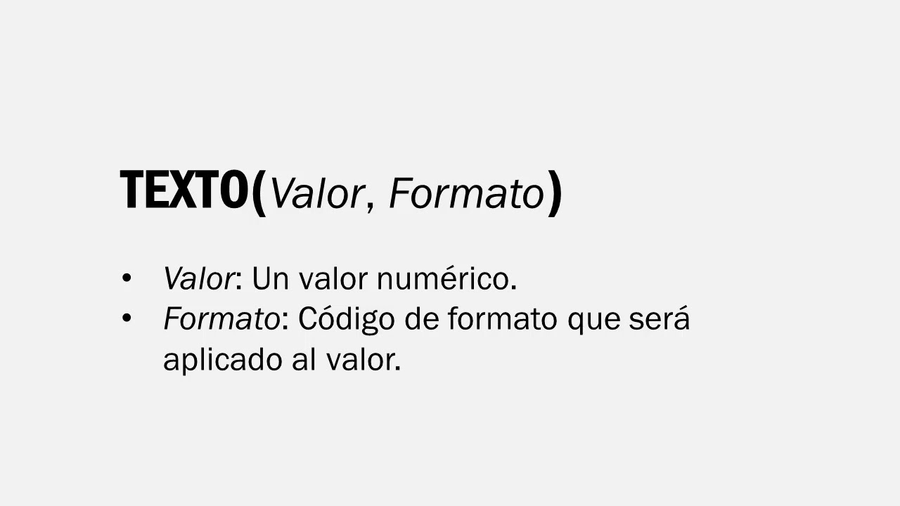 Función TEXTO en Excel