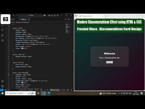 Modern Glassmorphism Effect using HTML & CSS | Frosted Glass UI Design || Glassmorphism Card Design