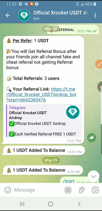 1usdt per referral telegram Bot join and start earning usdt daily free