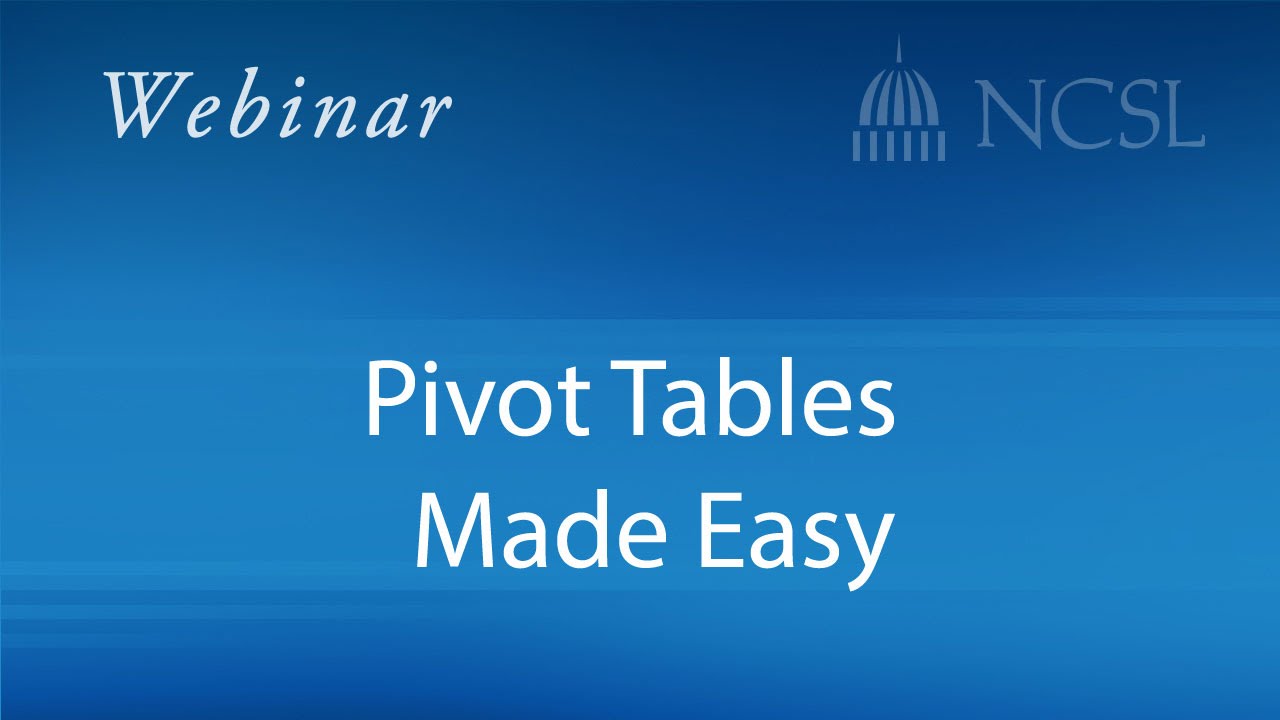 Webinar: Pivot Tables Made Easy - YouTube