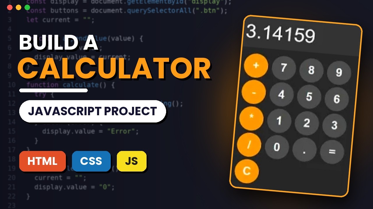Build a Calculator with HTML, CSS & JavaScript (Beginner Project) - YouTube