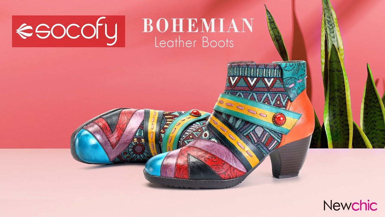 Bohemian Ankle Leather Boot | Socofy x 