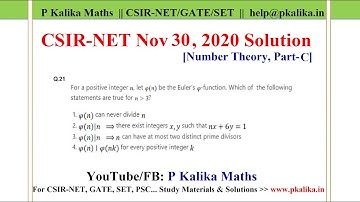 CSIR NET 30 Nov 2020 Solution - Number Theory (Euler