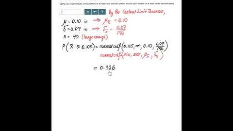 Central limit theorem - sample mean, Elementary Statistics In ALEKS
