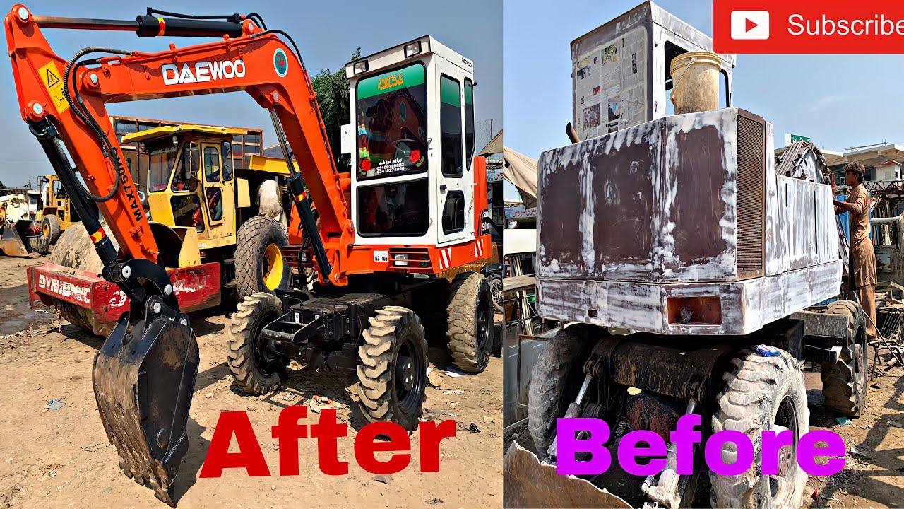 Complete spray painting of Excavator Machine Excavator work Amazing skill YouTube