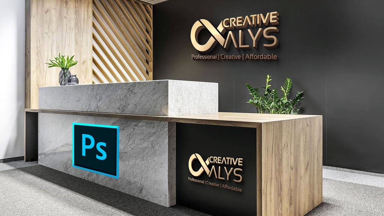 Download Photoshop | Create Professional Reception 3D Wall Logo ...