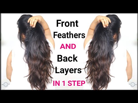 1 Step Front Feather & Back Layers Haircut At Home | Quick DIY Haircuts  |AlwaysPrettyUseful Haircut - YouTube