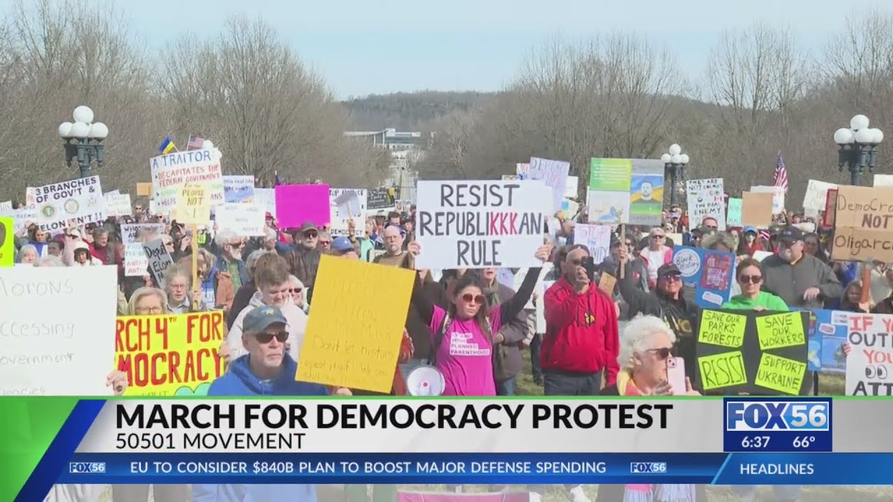 Hundreds march on Kentucky Capitol to protest Trump ahead of ...