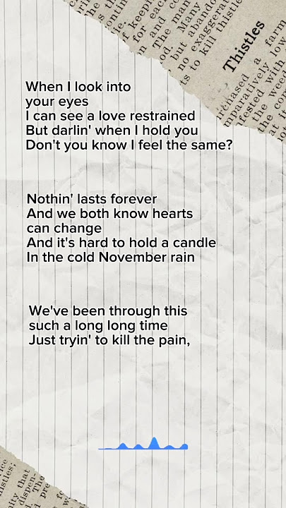 Lyrics cover of November Rain Song by Gun's and Roses