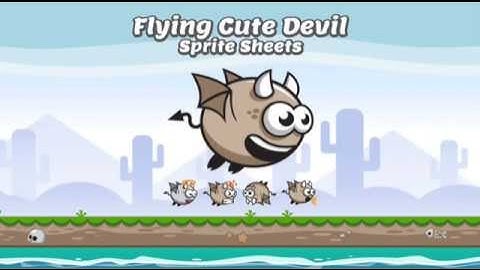Game assets - Flying Cute Devil Game Character Sprite SHeets