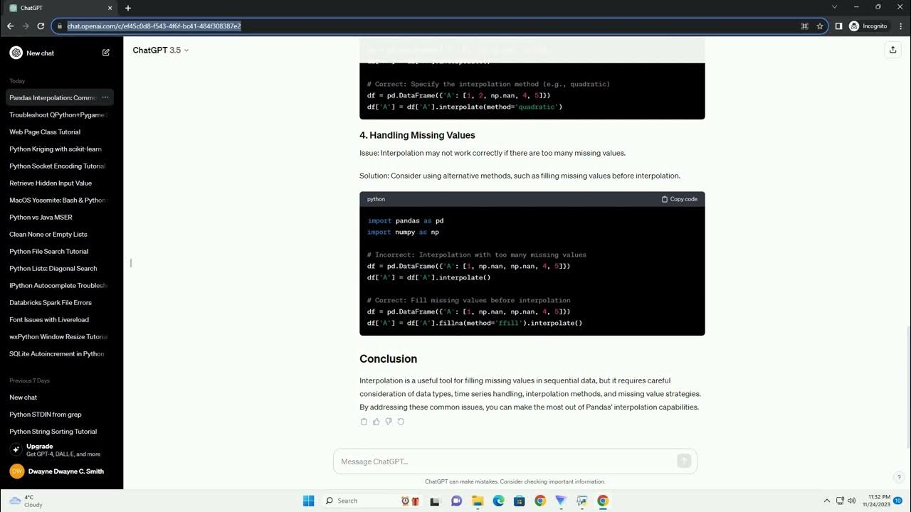 Pandas Interpolation Methods