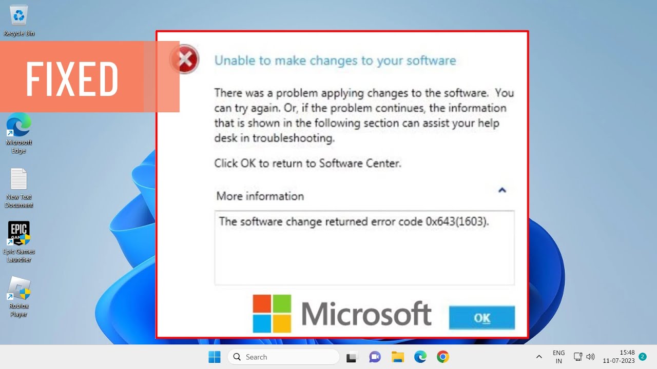 How To Fix Unable to Make Changes to Your Software Error 0x643