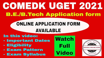 COMEDK 2021, COMEDK UGET 2021,COMEDK 2021 application form, COMEDK 2021 registration