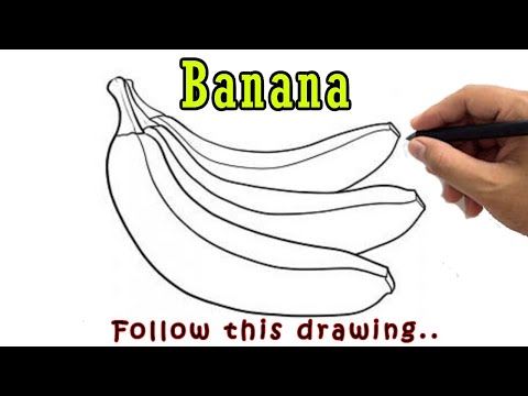 Banana Drawing Easy Tutorial | How to Draw a Bunch of Bananas Step by Step Sketch