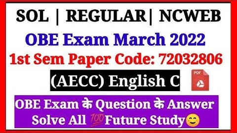 Q.2 AECC English-C paper code 72032806 OBE Answer solve 1st semester sol regular NCweb
