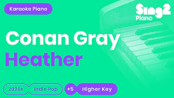 Conan Gray - Heather (Higher Key) Piano Karaoke