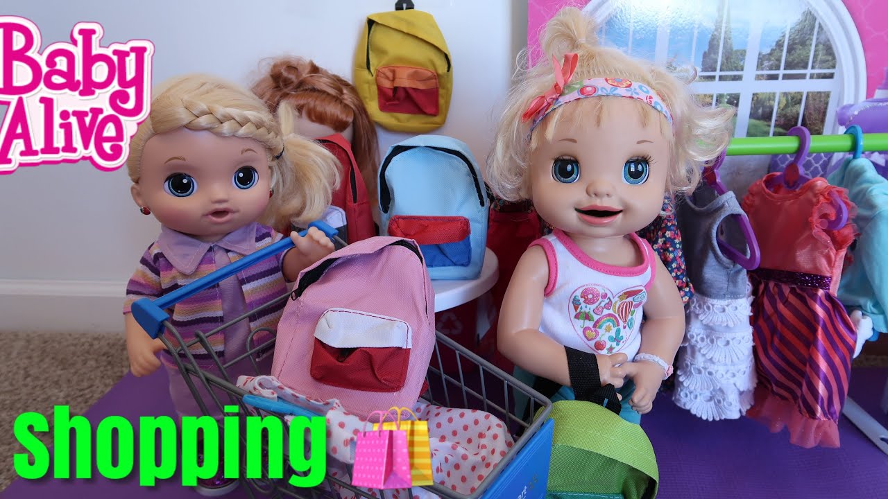 BABY ALIVE Goes Back To School Shopping Cool Backpacks - YouTube