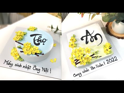 Video Cách trang trí bánh Mừng Thọ với Hoa Mai và Thư Pháp - youtube