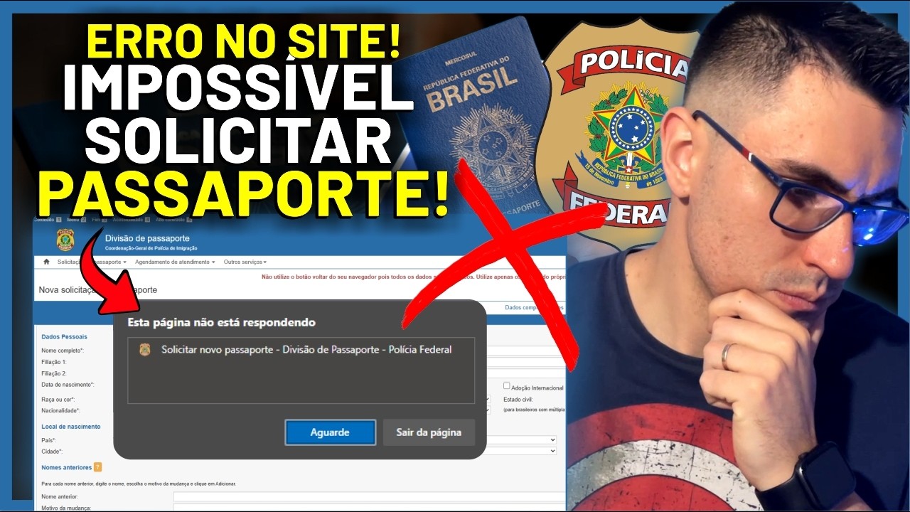 ERRO no SITE da POLÍCIA FEDERAL! PÁGINA NÃO RESPONDE! COMO SOLICITAR PASSAPORTE? SOLUÇÃO!