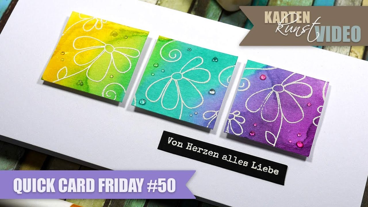 Karten-Kunst Quick Card Friday #50 - Aquarell-Triptychon - YouTube