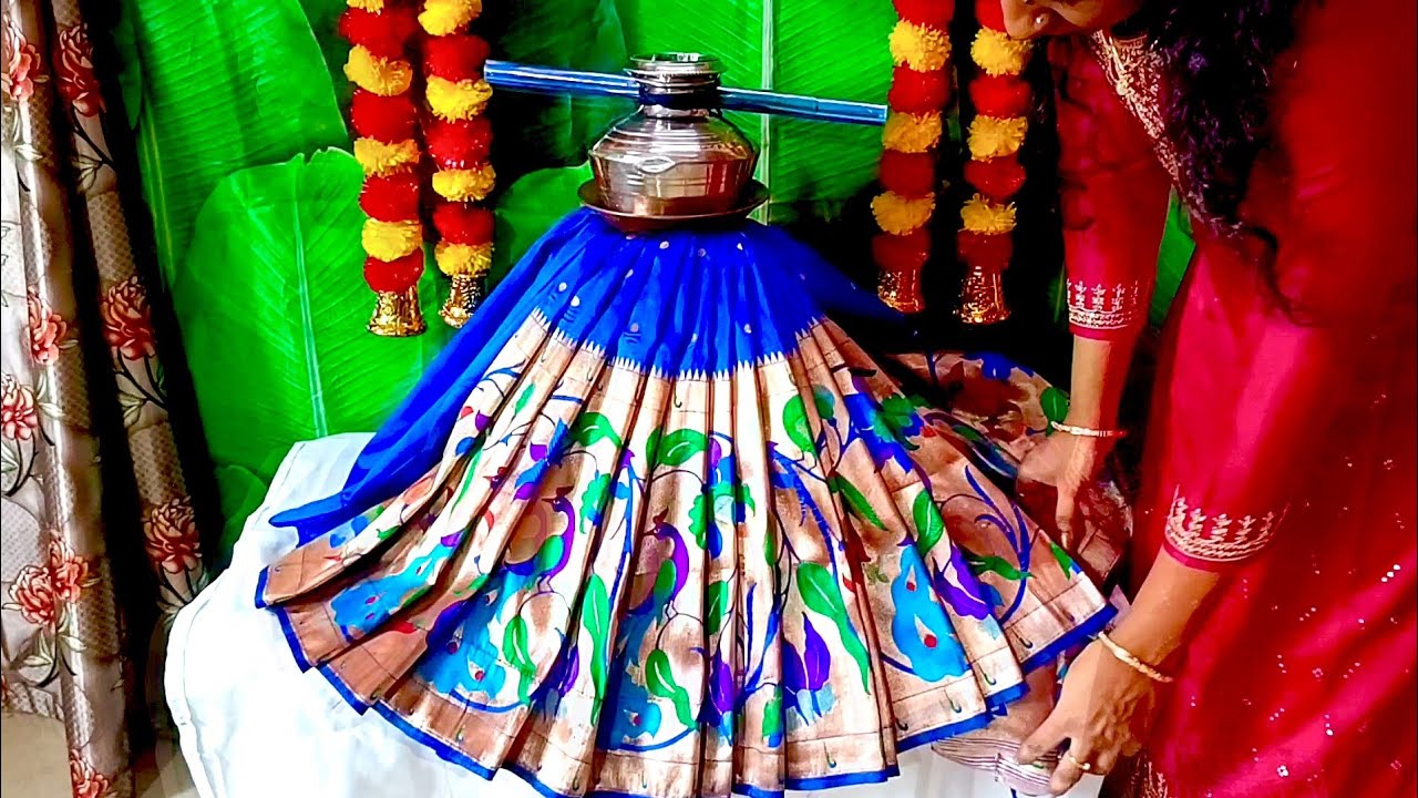 Quick and Easy Varamahalakshmi Saree Draping 🪷 How to Drape Saree for Varamahalakshmi#trending#viral