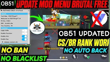 P2077KNG CHEAT V7.6 MOD MENU OB51 FULLY 100% SAFE FF MOD CS | BR RANK WORKING BY BRAND CHEATS☠️